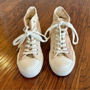 American Eagle Outfitters Tan High-Top  Corduroy Sneakers